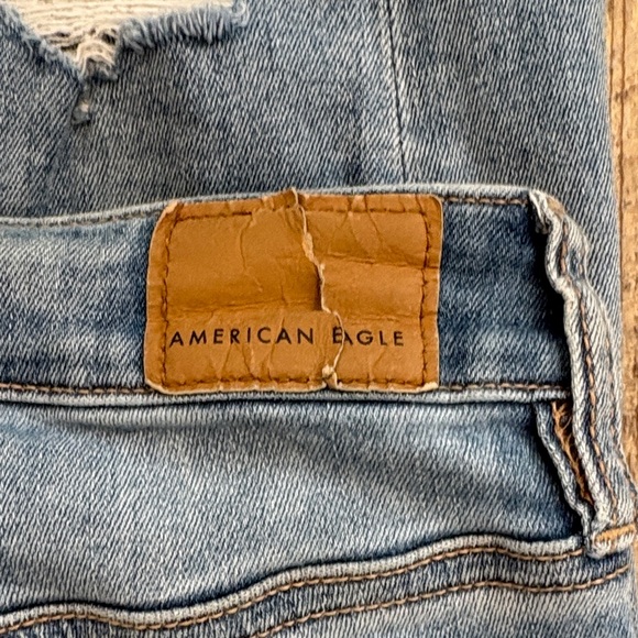 American Eagle Outfitters Women's Light Blue Distressed Hi-Rise Leggings Size 12 - Picture 4 of 4